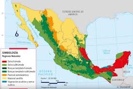 Mapa de las regiones naturales de México